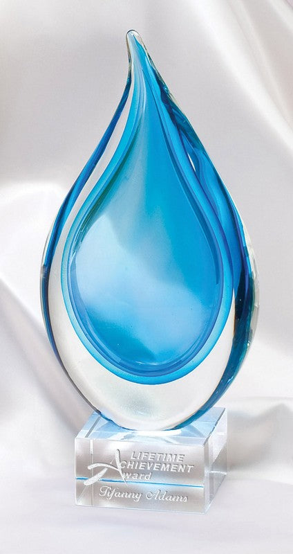 Art Glass Blue Raindrop