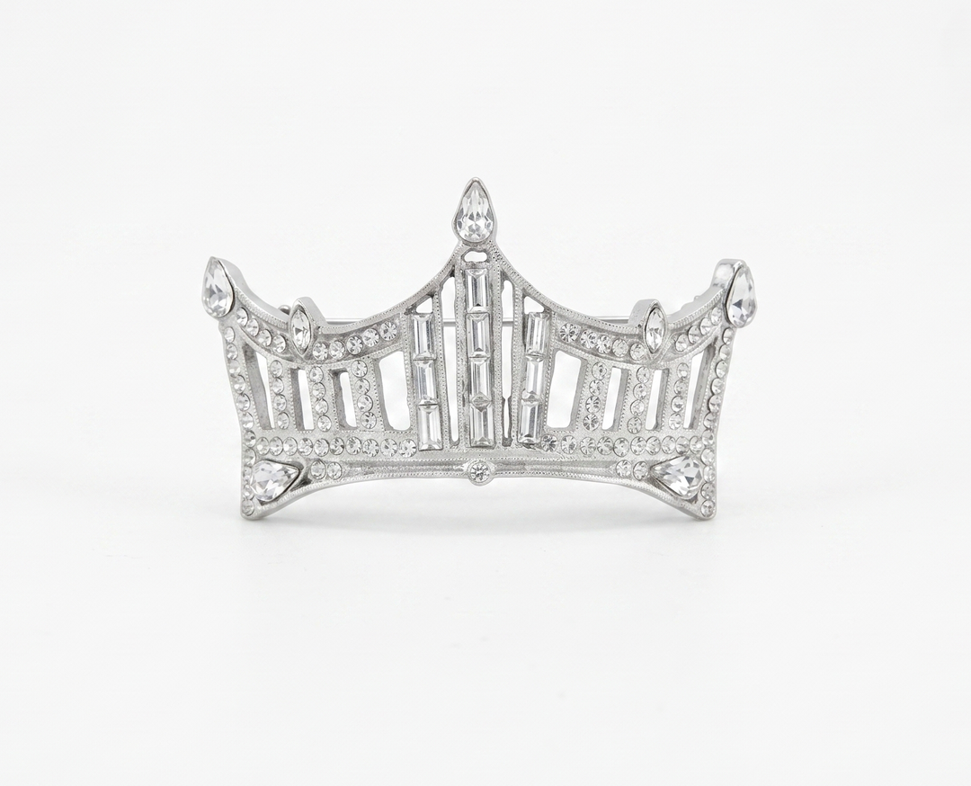 Rhinestone Crown Pin - Large