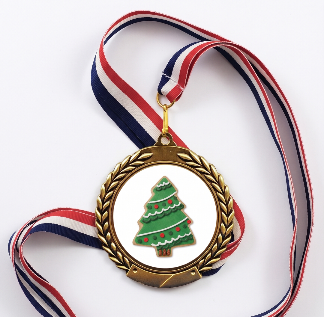 Christmas Cookie Logo Medal - Your Choice of Neck Ribbon Color