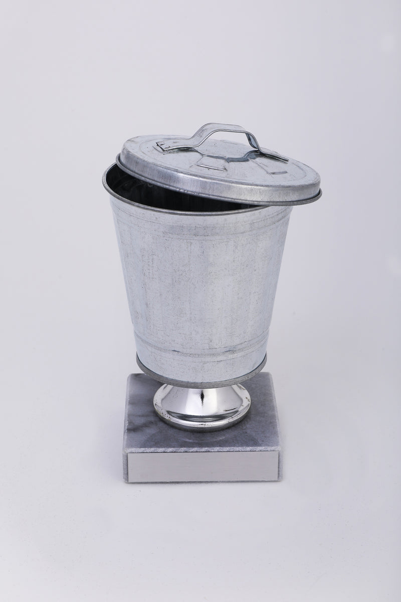 Trash Can Trophy on Marble Base