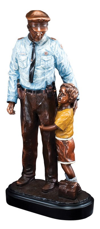 American Hero Series Policeman With Child Resin