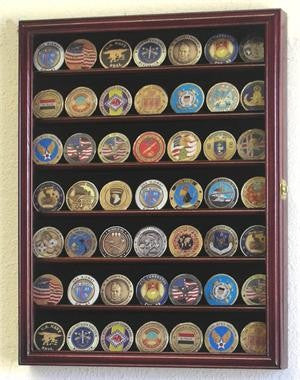 Small Military Challenge Coin Display Case Cabinet