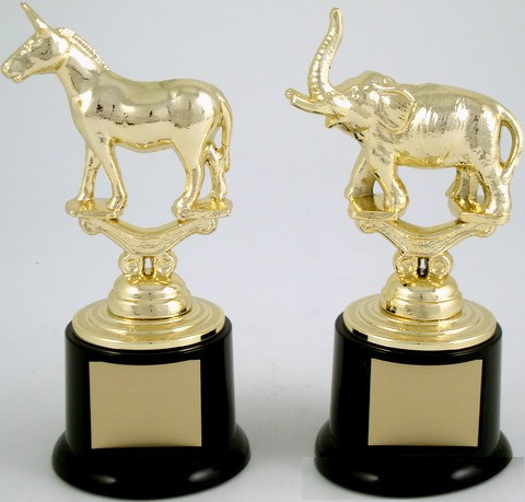 Metal Political Animal Figure Trophy On Black Round Base-Trophies-Schoppy&