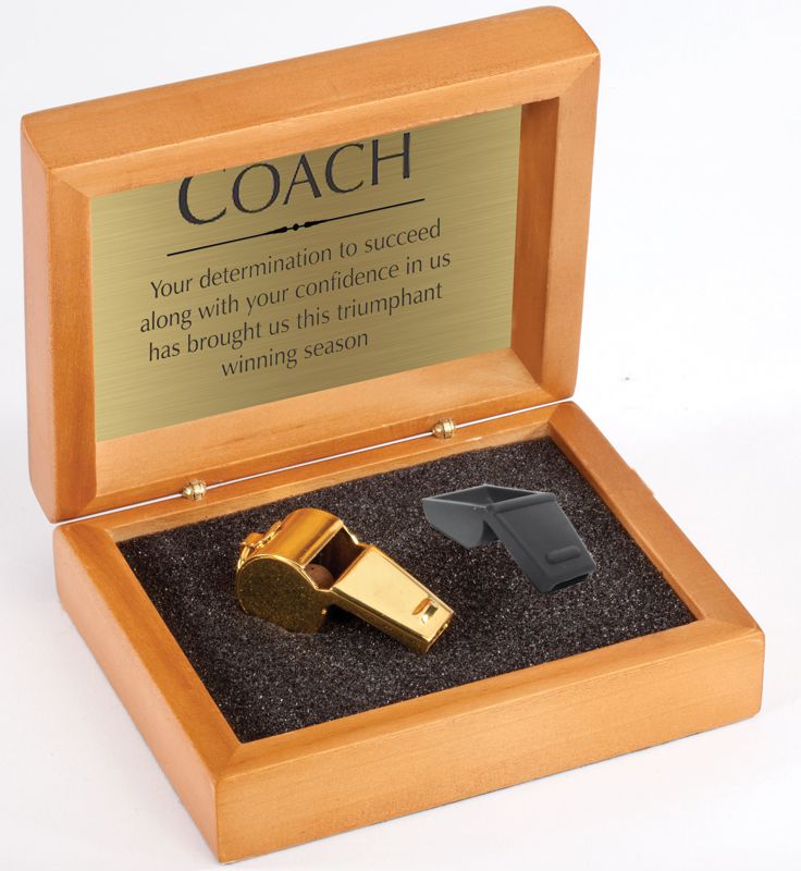 Whistle in Wooden Presentation Box - Gold Color