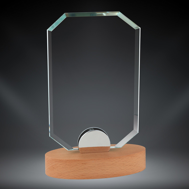 Glass with Wood and Metal Base