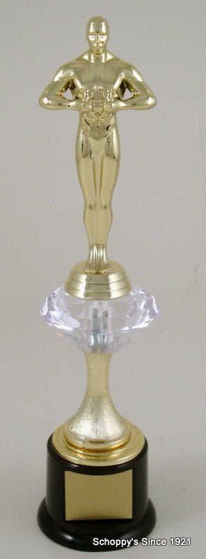 Achievement Trophy with Diamond Stem Riser on Black Round Base-Trophy-Schoppy's Since 1921