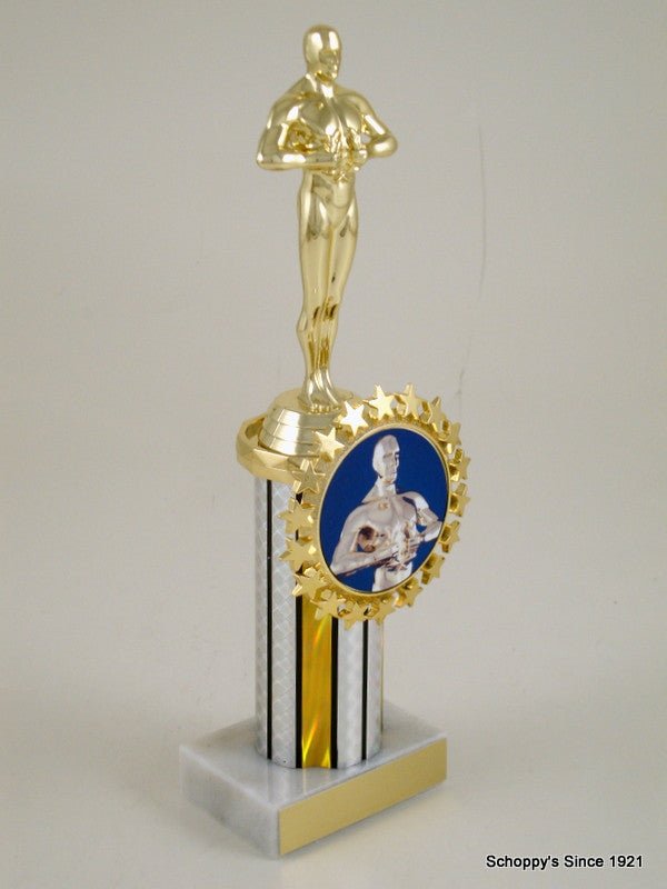 Achievement Trophy Column With Badge-Trophy-Schoppy's Since 1921