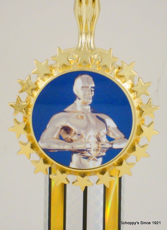 Achievement Trophy Column With Badge-Trophy-Schoppy's Since 1921