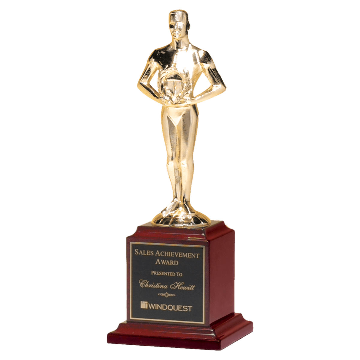 Achievement Trophy on Piano Finish Walnut Finish Base - Schoppy's Since 1921