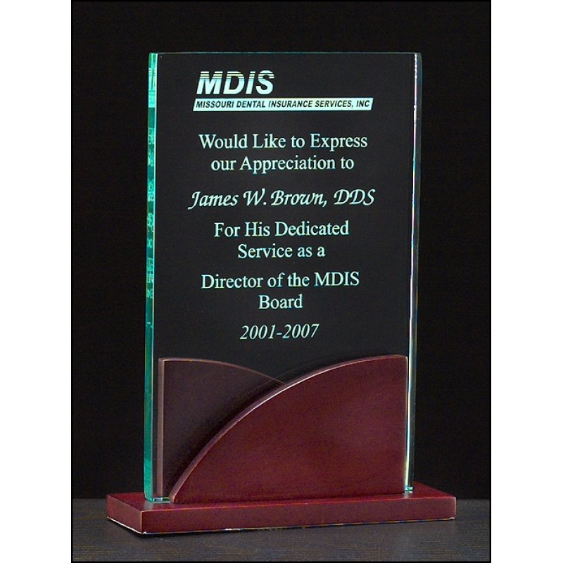 Acrylic Award - Jade Acrylic on Mahogany Finished Base - Schoppy's Since 1921