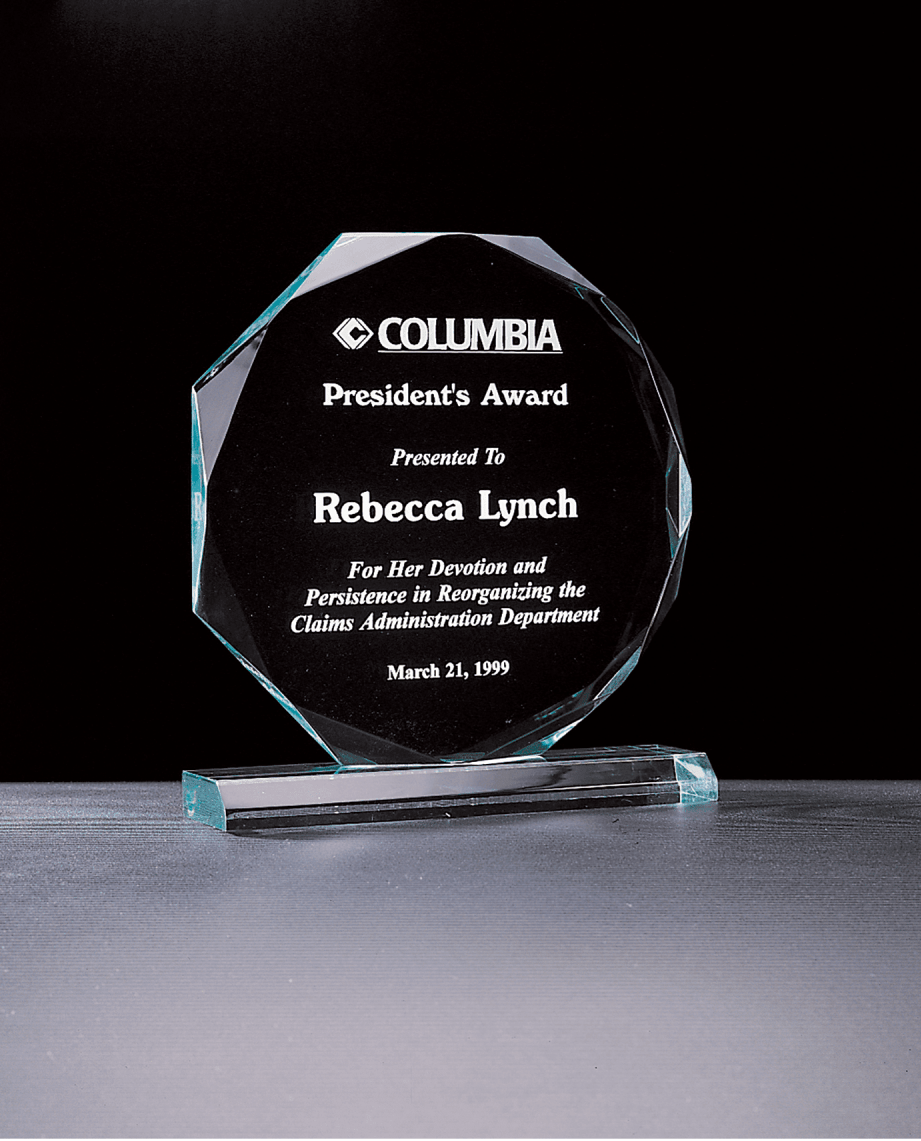 Acrylic Award - Jade Octagon - Schoppy's Since 1921