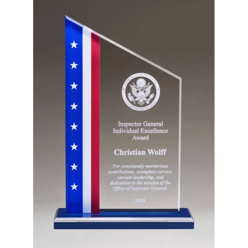 Acrylic Award with American Flag - Schoppy's Since 1921