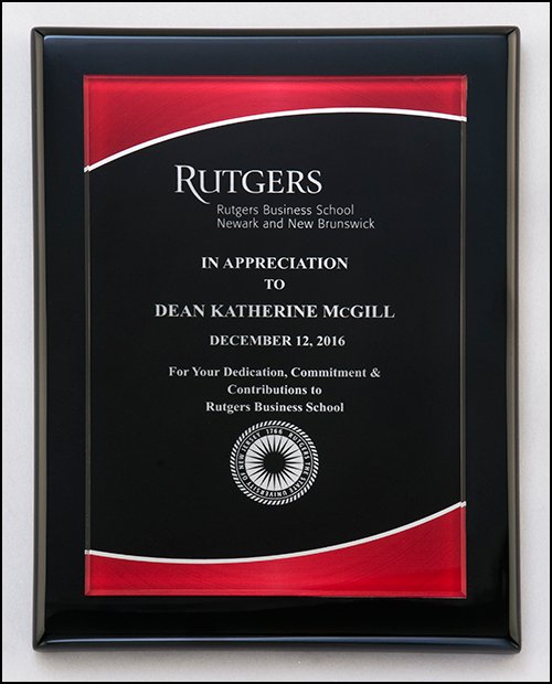 Acrylic Award With Red Border On Black Piano - Finish Plaque - Schoppy's Since 1921