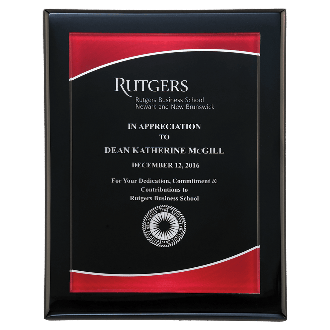 Acrylic Award With Red Border On Black Piano - Finish Plaque - Schoppy's Since 1921