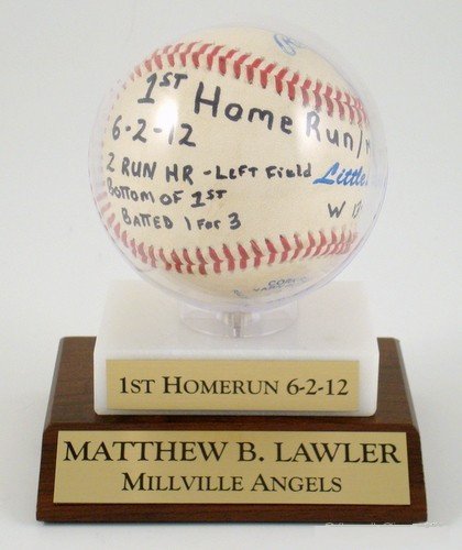 Acrylic Baseball Holder on Marble and Slant Front Wood Base - Schoppy's Since 1921