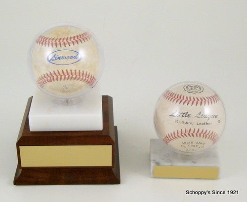 Acrylic Baseball Holder on Marble with Wood Base-Trophy-Schoppy's Since 1921