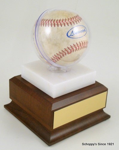 Acrylic Baseball Holder on Marble with Wood Base - Schoppy's Since 1921