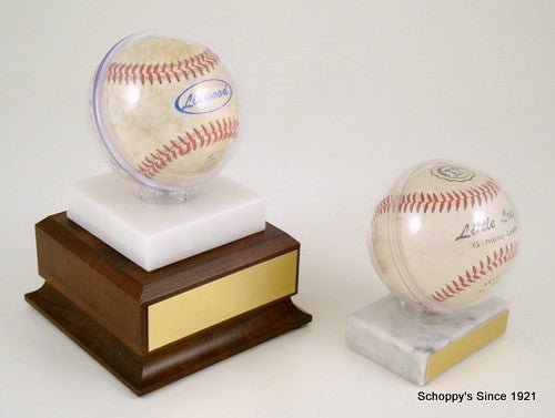 Acrylic Baseball Holder on Marble with Wood Base-Trophy-Schoppy's Since 1921