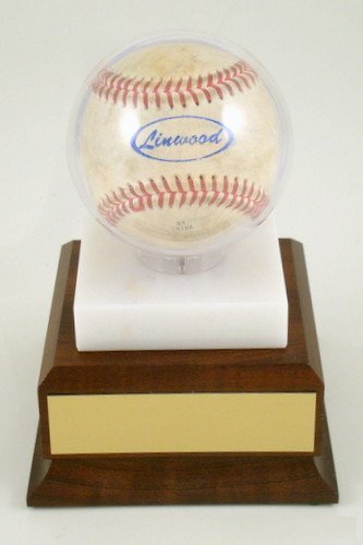 Acrylic Baseball Holder on Marble with Wood Base - Schoppy's Since 1921