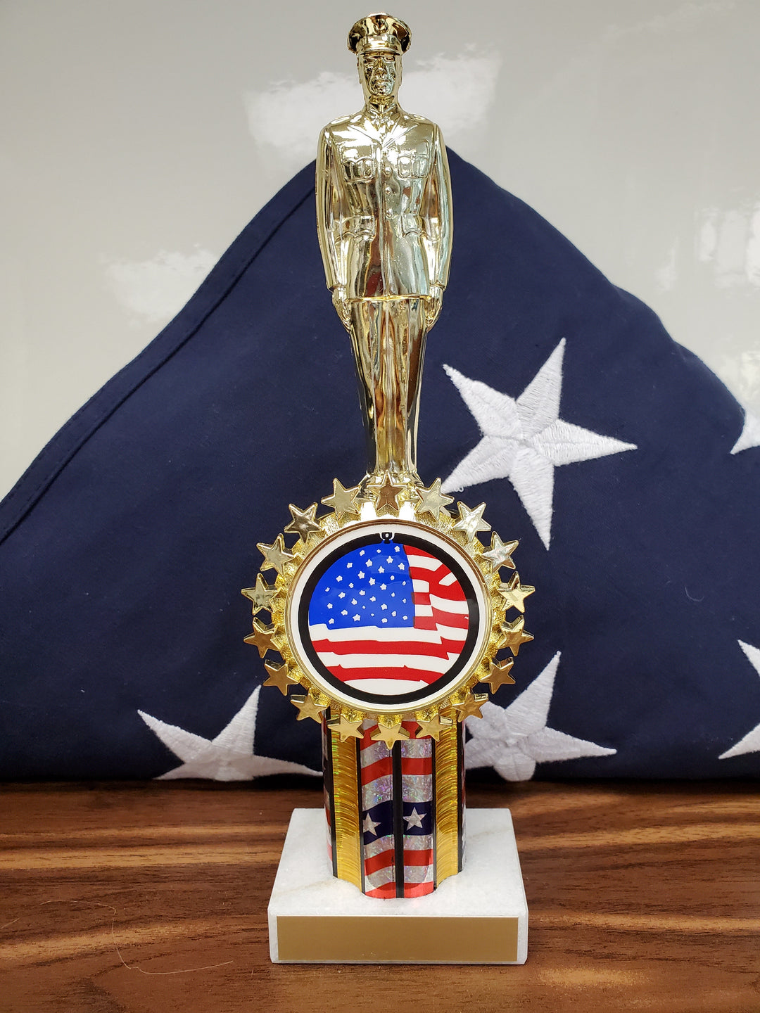 American Flag Column with Star Logo Holder