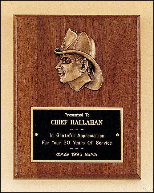 American Walnut Firefighter Profile Palque - Schoppy's Since 1921