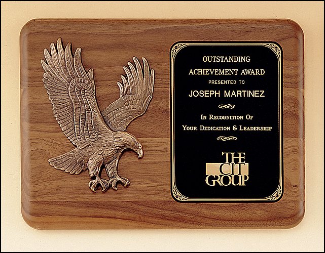 American Walnut Plaque with Sculptured Relief Eagle Casting - Schoppy's Since 1921