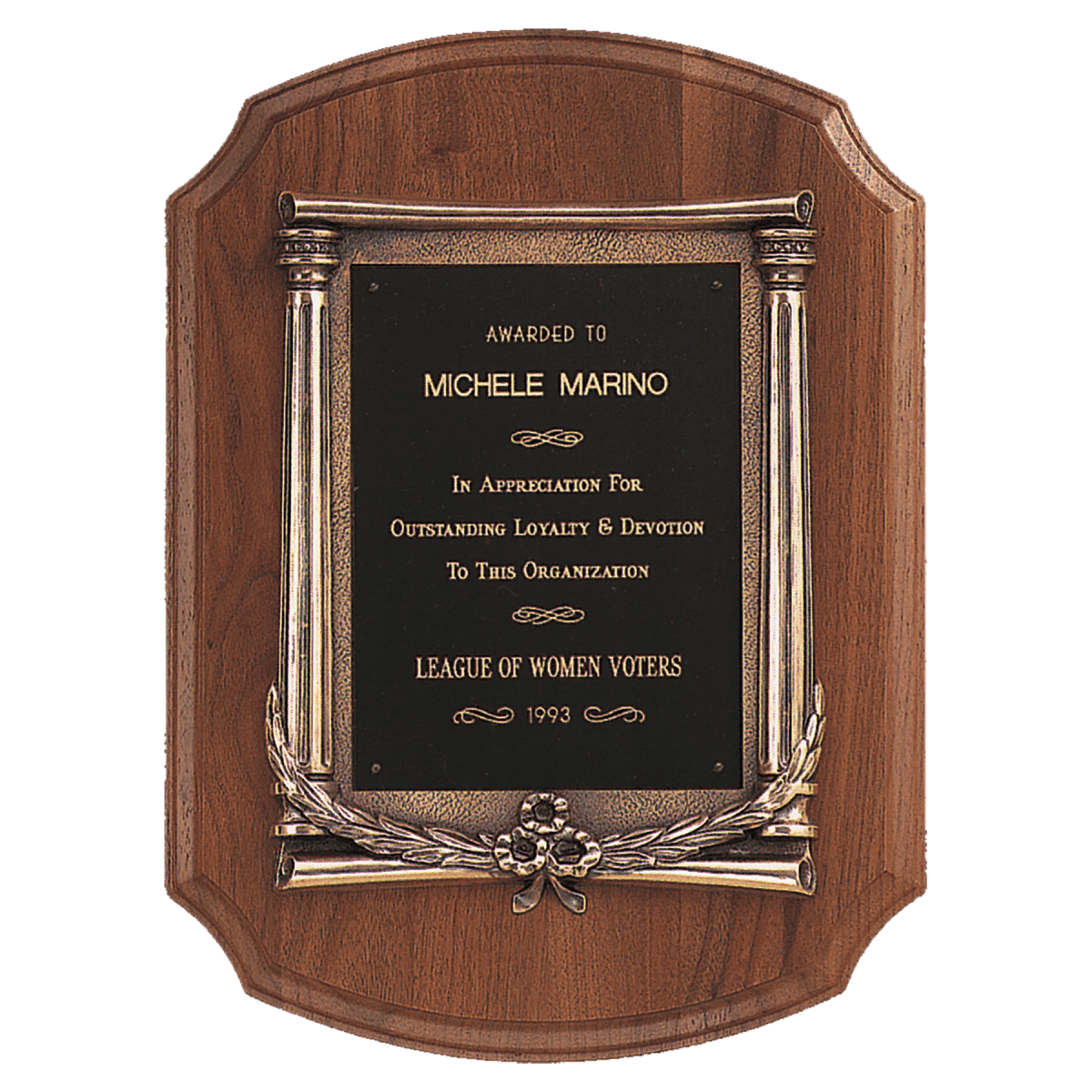 American Walnut Plaque with Antique Bronze Casting - Schoppy's Since 1921