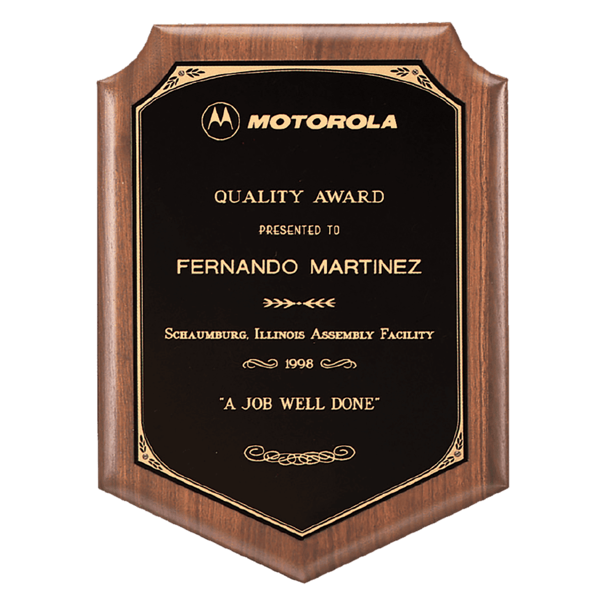 American Walnut Plaque with Gold Border - Schoppy's Since 1921