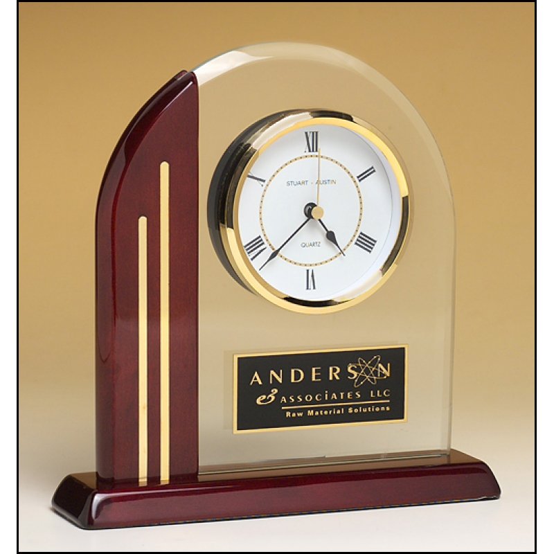 Arch Clock with Glass and Rosewood Post - Schoppy's Since 1921