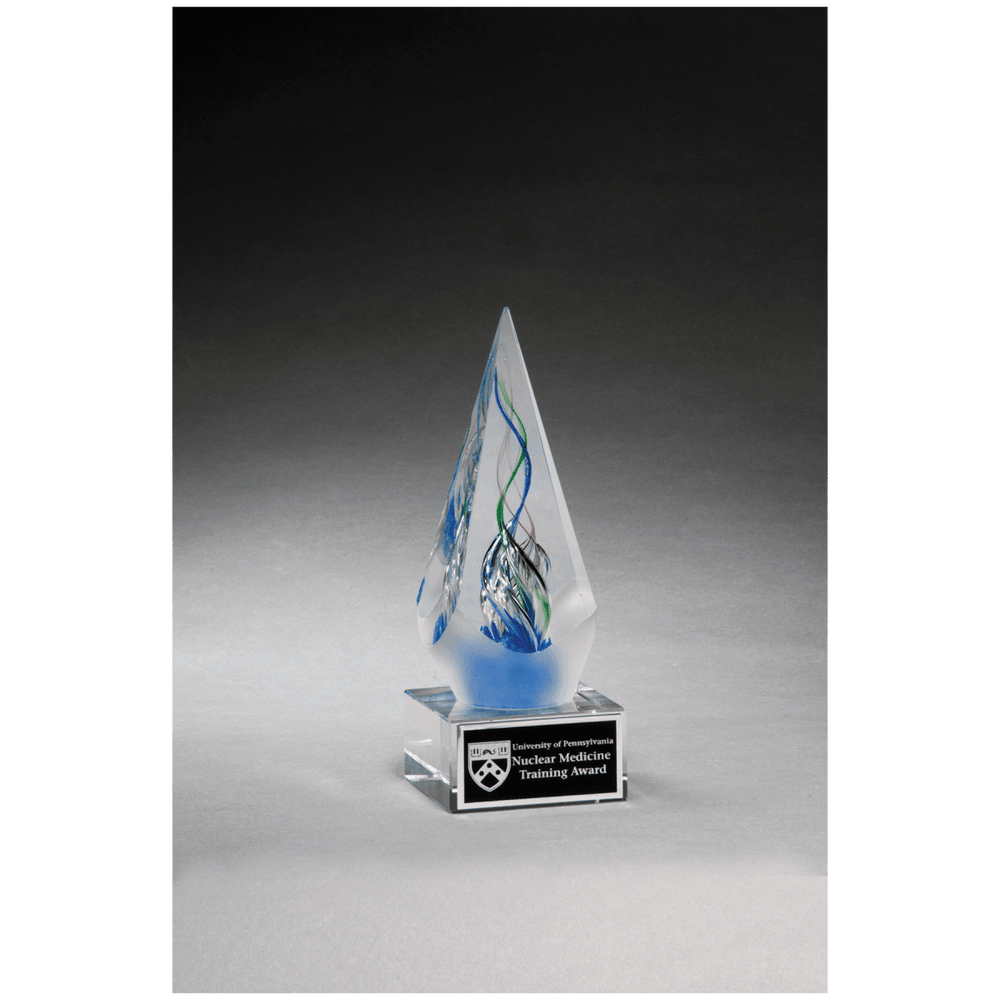 Arrow shaped art glass award with frosted glass accent - 7.125" Tall - Schoppy's Since 1921