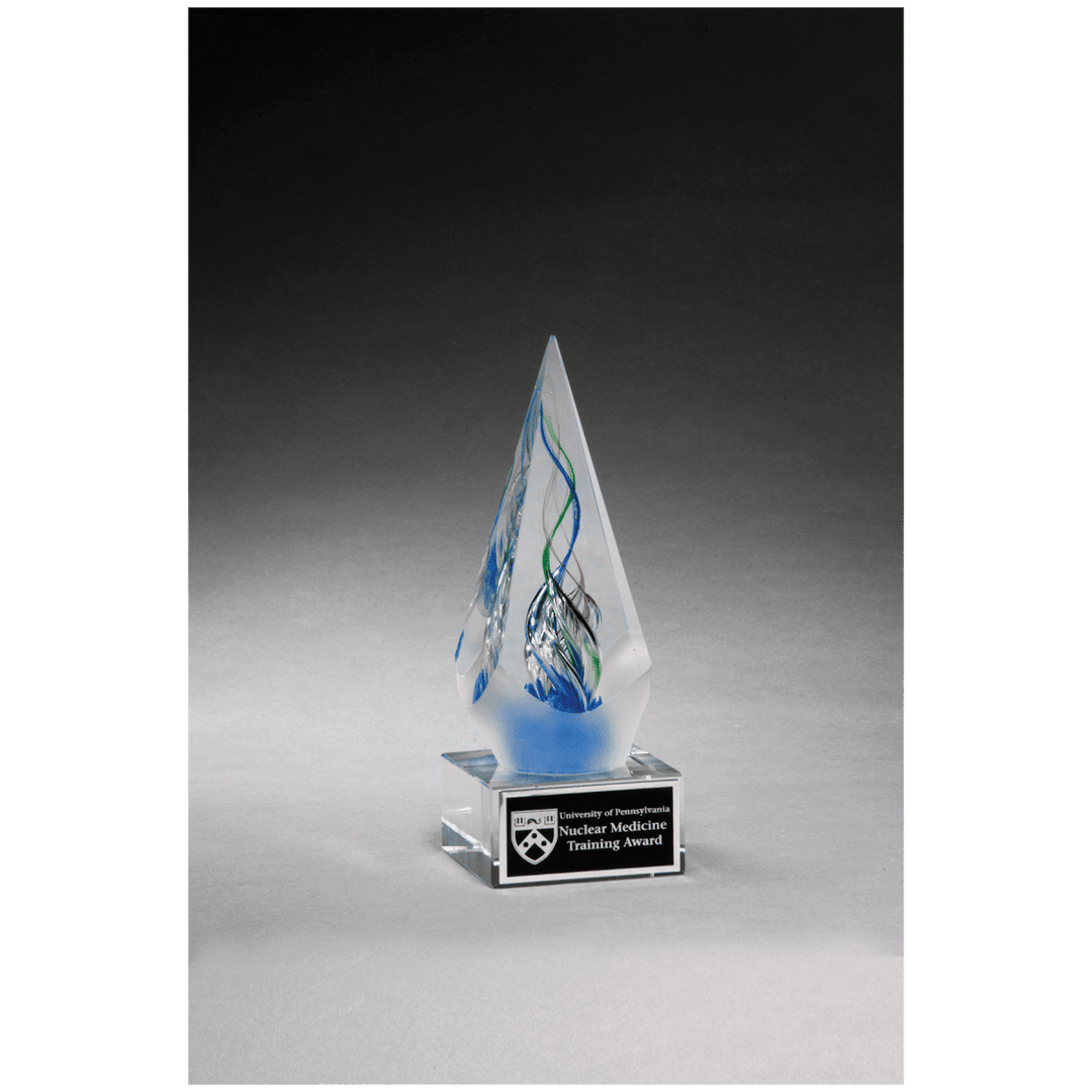 Arrow shaped art glass award with frosted glass accent - 7.125" Tall - Schoppy's Since 1921