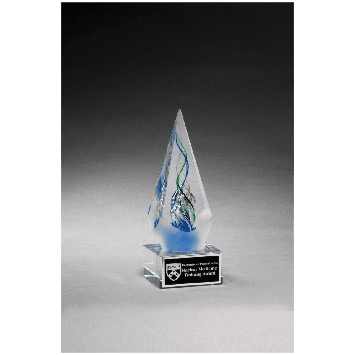 Arrow shaped art glass award with frosted glass accent - 7.125" Tall - Schoppy's Since 1921