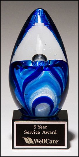 Art Glass Egg on Black Glass Base - Schoppy's Since 1921