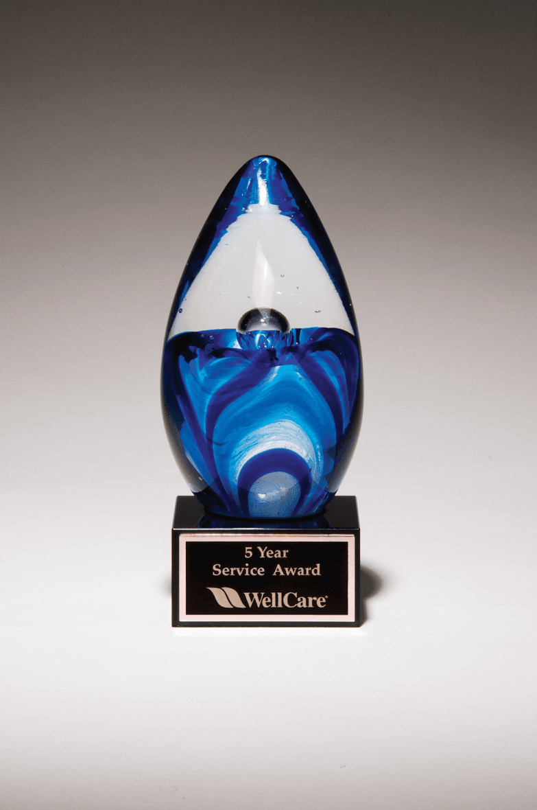 Art Glass Egg on Black Glass Base - 6.5" Tall - Schoppy's Since 1921