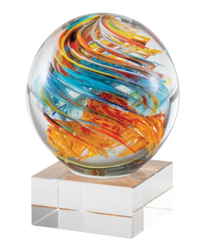 Art Glass Orange and Blue Swirl Globe - Schoppy's Since 1921