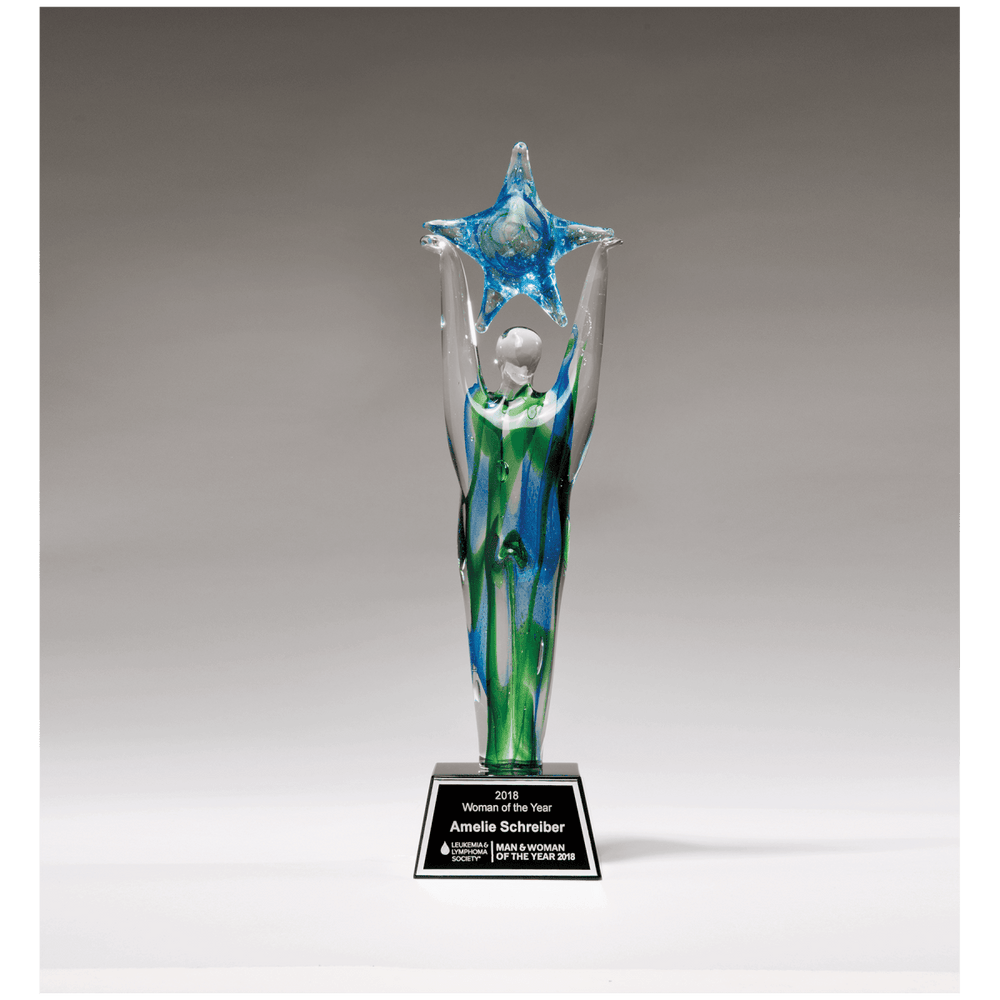 Art Glass Star Achiever Trophy - 11.5" Tall - Schoppy's Since 1921