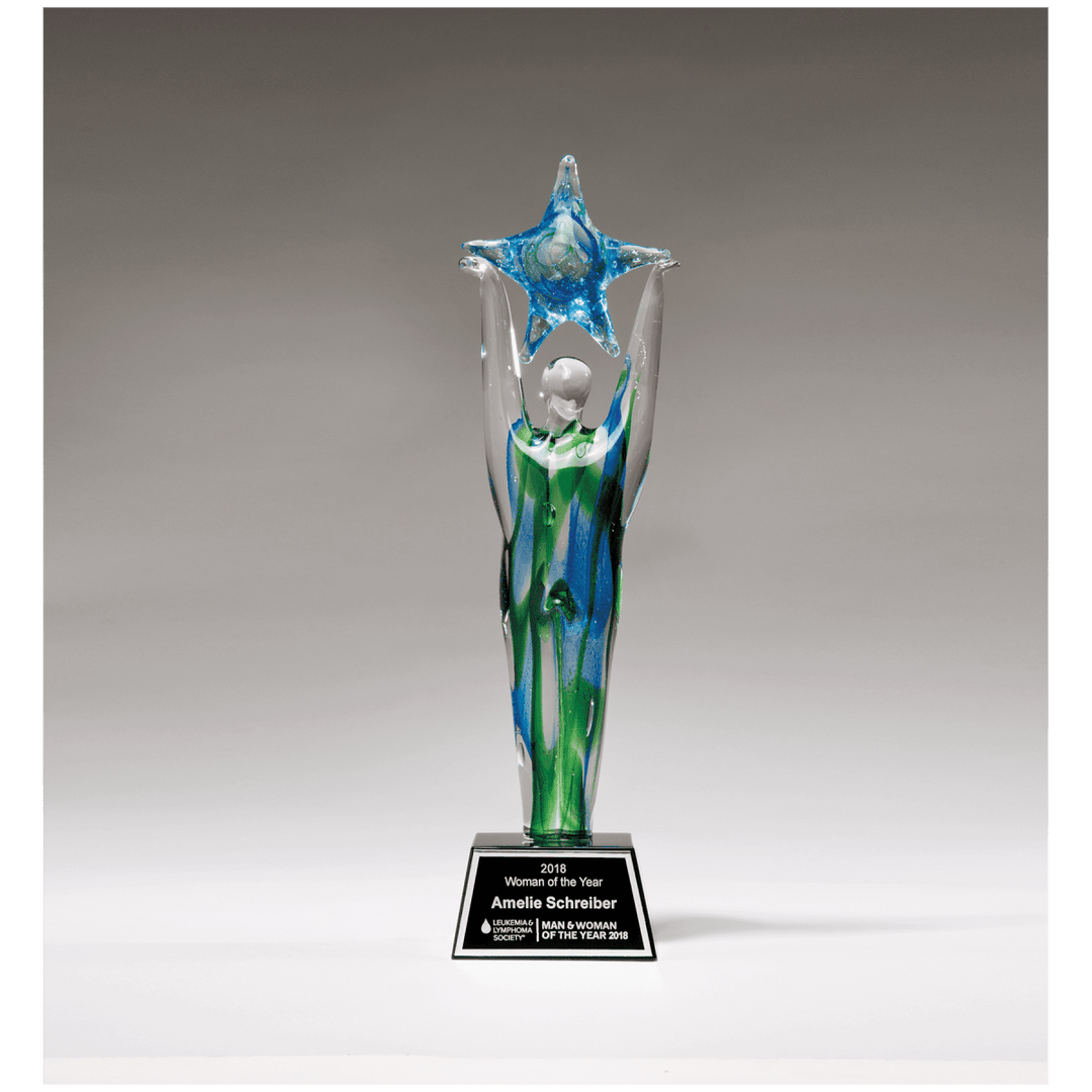 Art Glass Star Achiever Trophy - 11.5" Tall - Schoppy's Since 1921