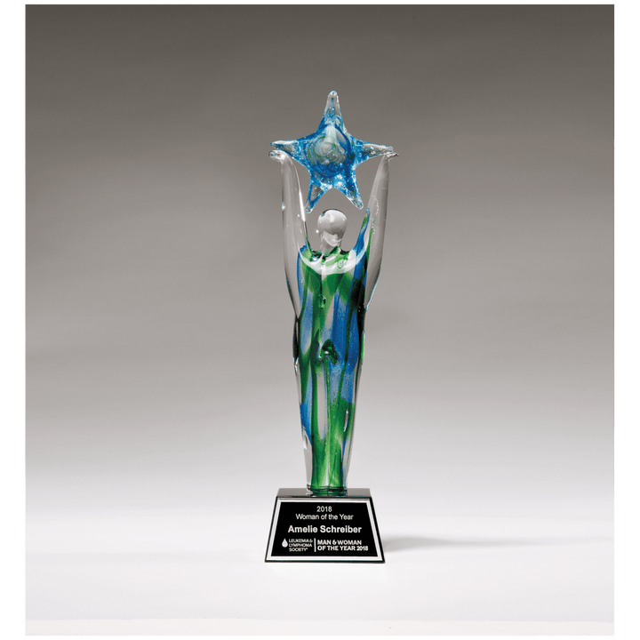 Art Glass Star Achiever Trophy - 11.5" Tall - Schoppy's Since 1921