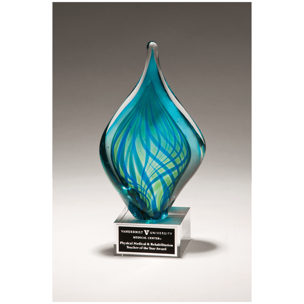 Art Glass Twist Award with Glass Base - 8.75" Tall - Schoppy's Since 1921