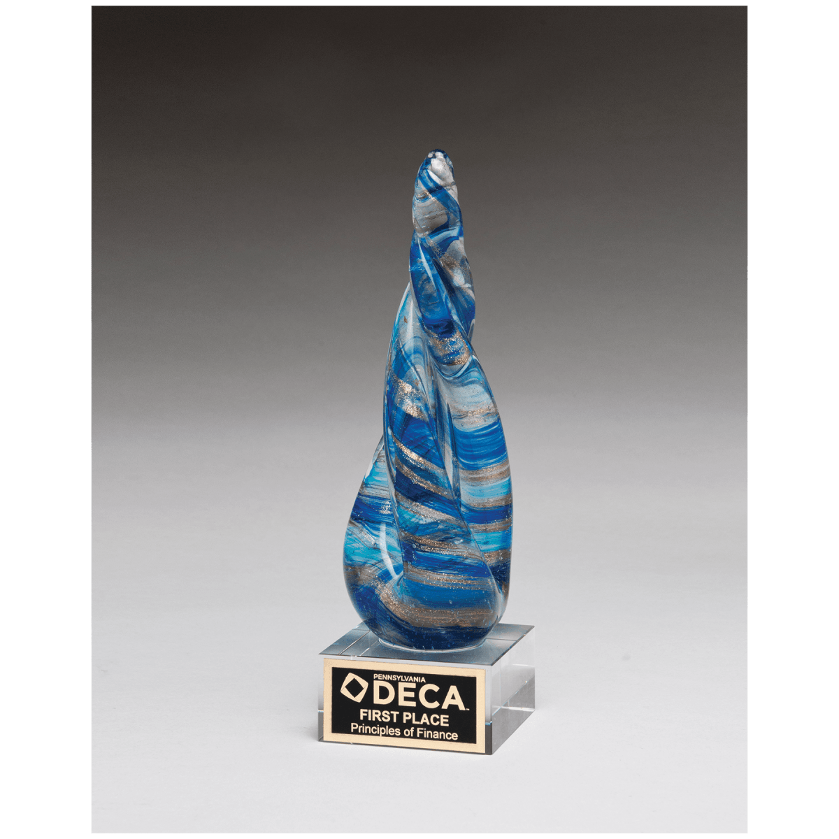 Art Glass Twist Blue and Teal - 8.75" Tall - Schoppy's Since 1921