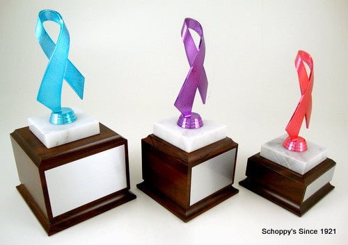 Awareness Ribbon on Genuine Marble and Wood Base - Schoppy's Since 1921