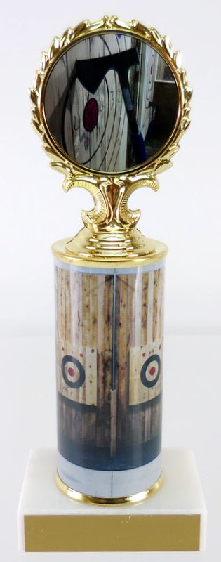 Axe Throwing Custom Column Logo Trophy - Schoppy's Since 1921