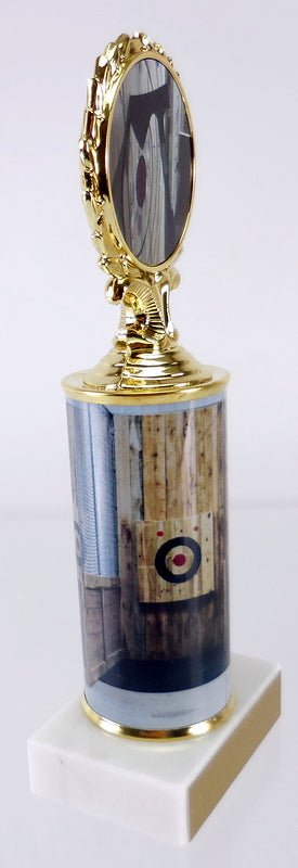 Axe Throwing Custom Column Logo Trophy - Schoppy's Since 1921