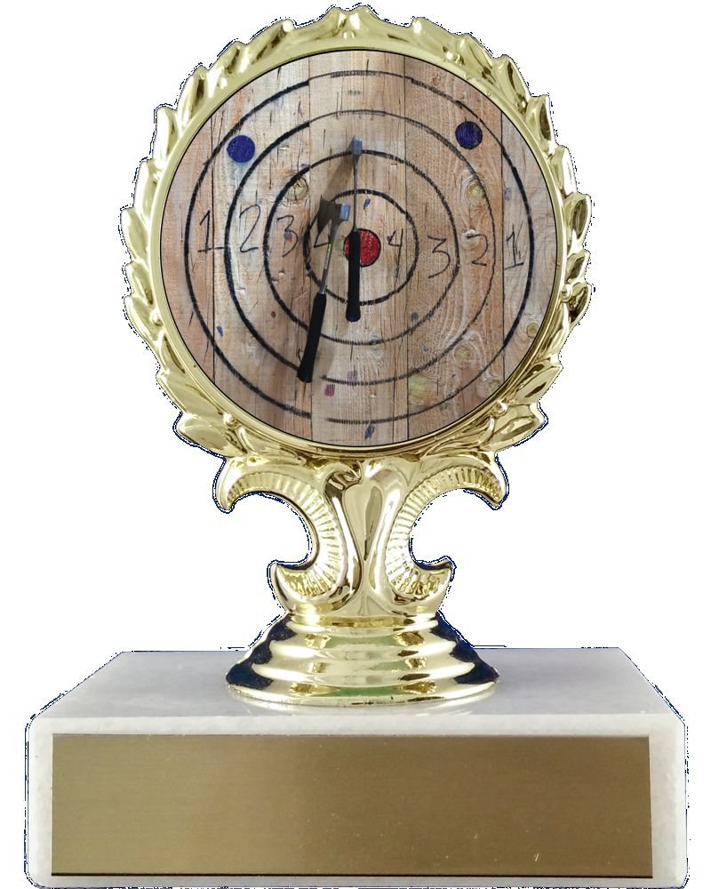 Axe Throwing Logo Trophy On Flat White Marble-Trophy-Schoppy's Since 1921