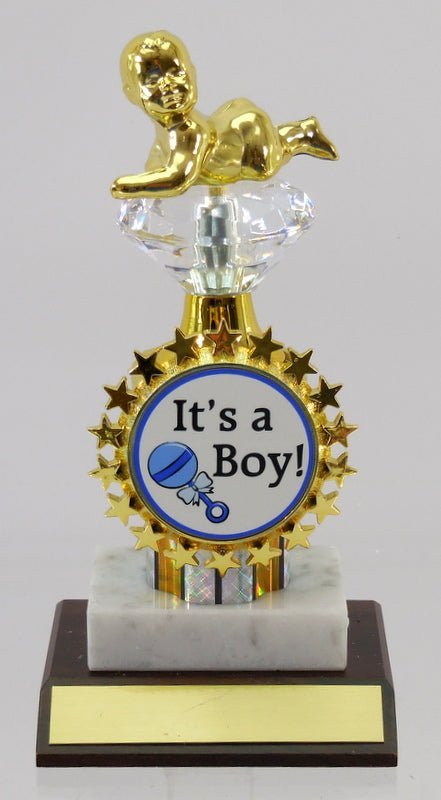 Baby Diamond Riser Trophy with Logo on Wood & Marble Base - Schoppy's Since 1921