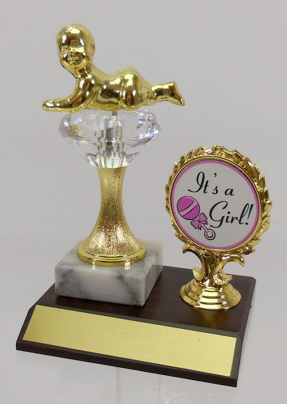 Baby Diamond Riser Trophy with Logo on Wood & Marble Base-Trophy-Schoppy's Since 1921