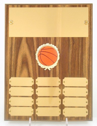 Basketball 12 Plate Perpetual Plaque with Relief Ball Logo - Schoppy's Since 1921