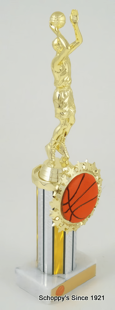 Basketball Round Column Trophy with Relief Ball Logo - Schoppy&