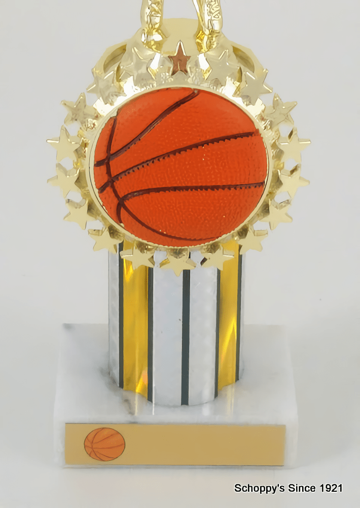 Basketball Round Column Trophy with Relief Ball Logo - Schoppy&