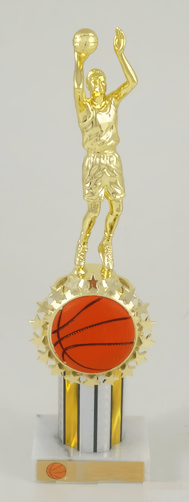 Basketball Round Column Trophy with Relief Ball Logo - Schoppy's Since 1921